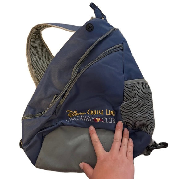Disney Cruise Line Castaway Club Single Sling Shoulder Bag Blue/Gray Embroidered - Picture 1 of 5